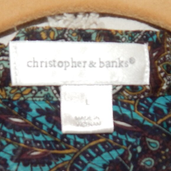 Ladies Christopher & Banks Tunic - Blouse - Shirt - Top   Size L   Multi colored - Picture 8 of 8